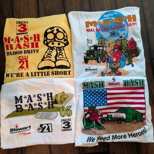 Lot of (4) Blood Donation T-shirts, Size XL, Cotton, MASH theme